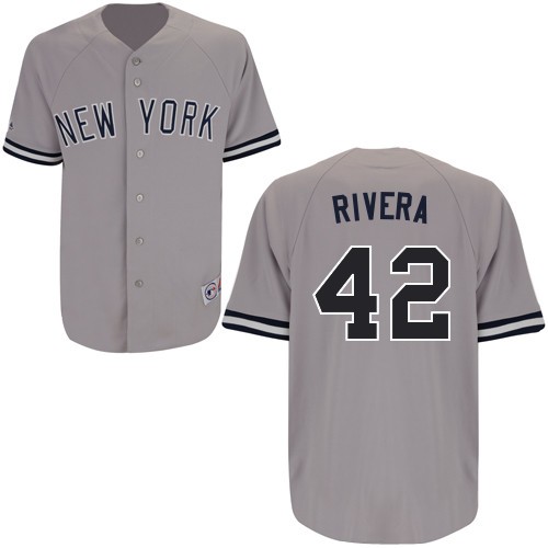 Branded New York Yankees 42 Mariano Rivera Grey Cool Base MLB Jersey Baseball MLB Jerseys